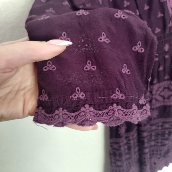 Johnny Was Tunic Blouse Windsor Wine Cupra Rayon Embroidered sz Xs - Picture 3 of 8